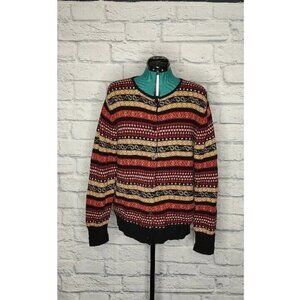 EAGLES Eye Womens Cardigan Sweater Multicolor Long Sleeve Button Knit Wool L
